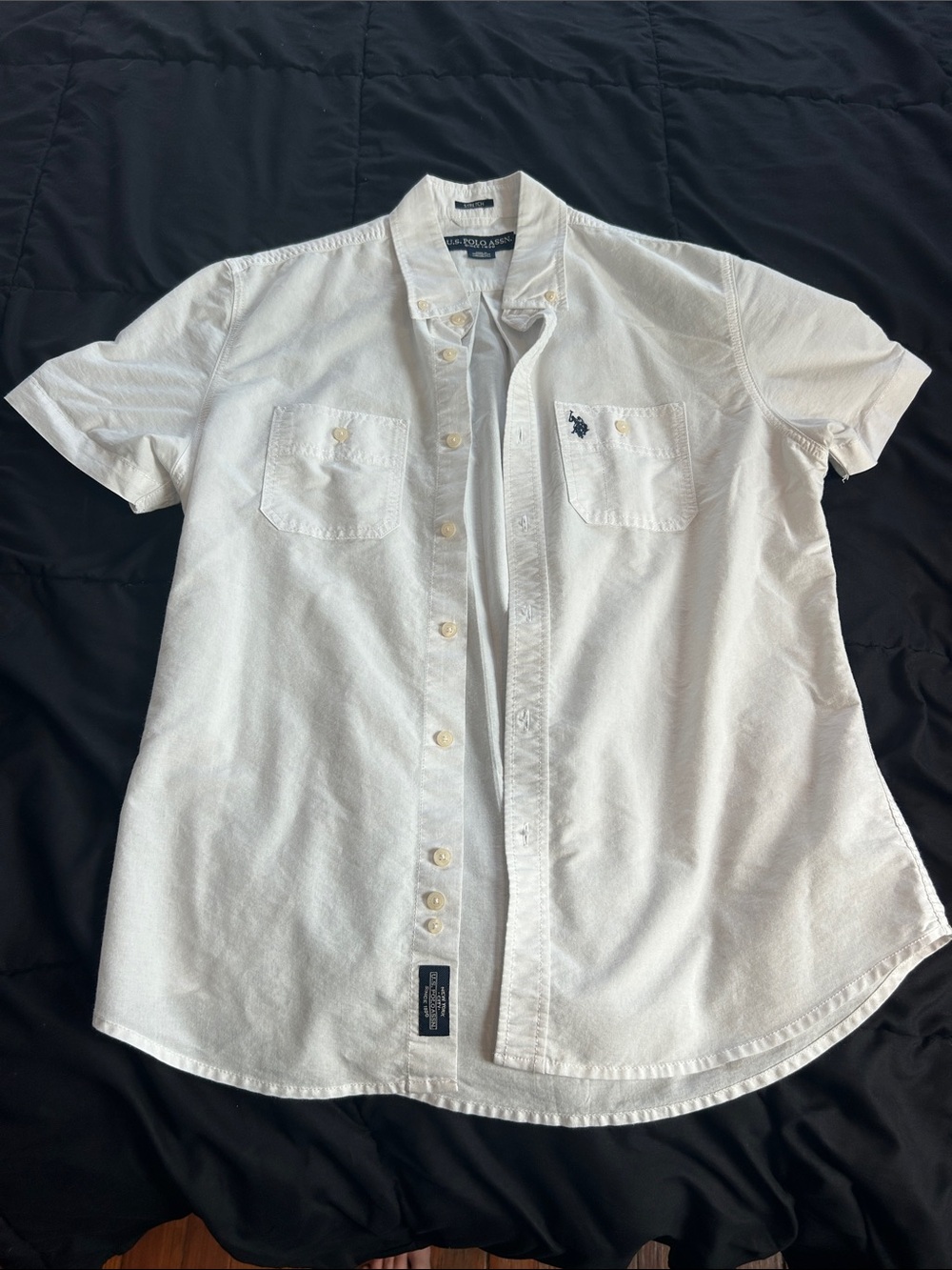 U.S. Polo Assn. White Short Sleeve Button-Down Pocket Shirt